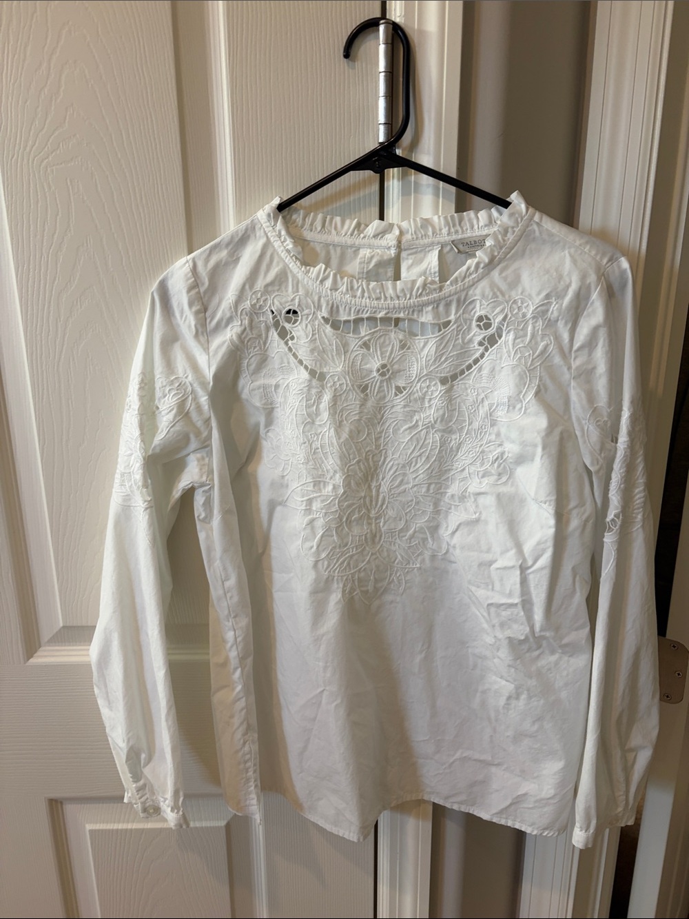 Talbots White Embroidered Long-Sleeve Blouse